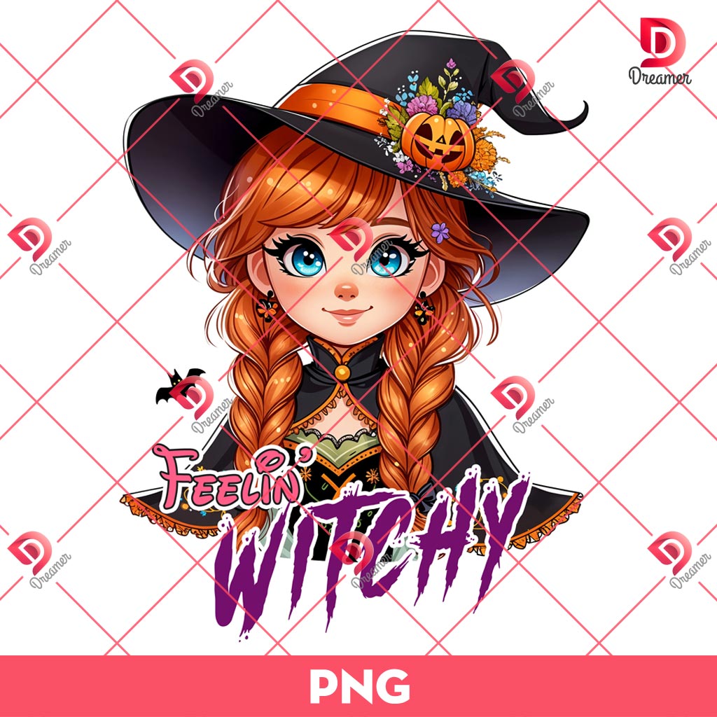 Anna Princess Feeling Witchy PNG, Halloween Disney Princess PNG