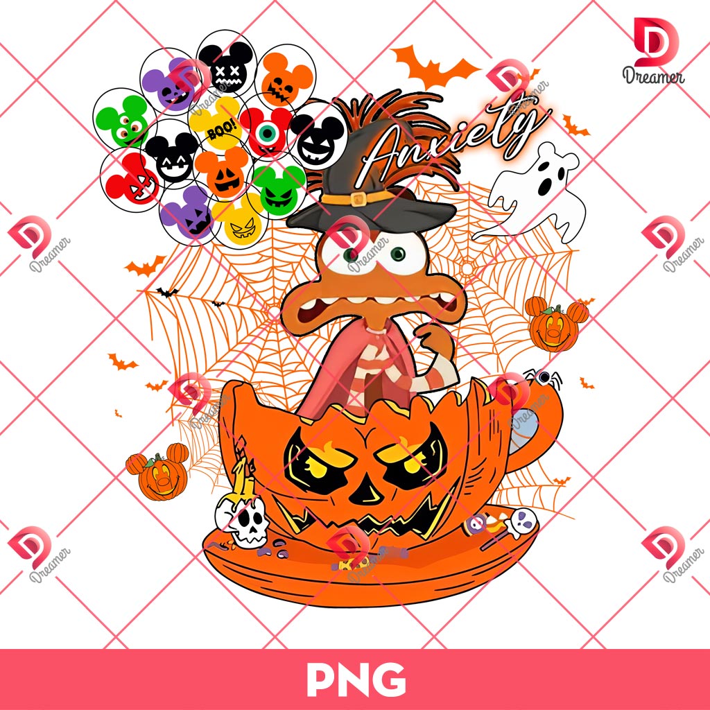 Anxiety Halloween PNG, Inside Out 2 Characters Halloween PNG