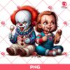 Baby Pennywise And Chucky Doll Eating Ice Cream PNG, Horror Characters PNG, Funny Horror Halloween PNG