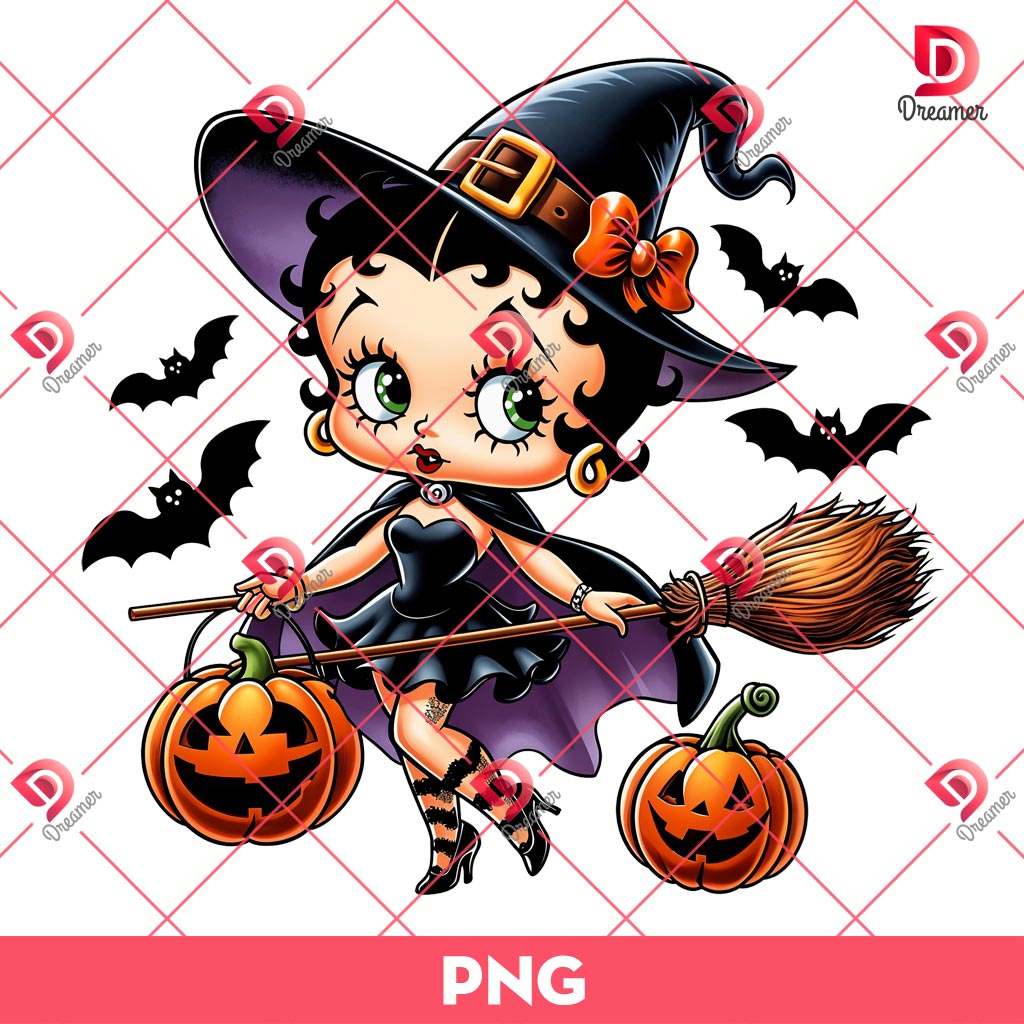 Betty Boop Witch Halloween PNG, Trick Or Treat PNG, Betty Boop Spooky Season PNG