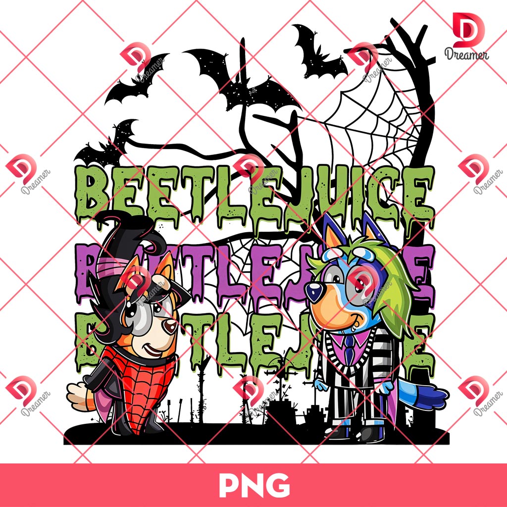 Bluey Beetlejuice PNG, Bluey Horror Halloween PNG, Beetlejuice Halloween PNG