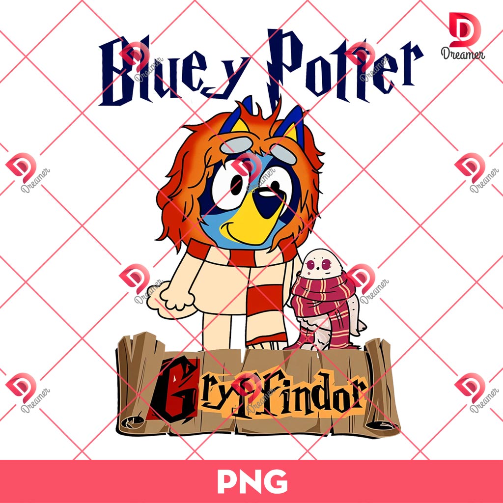 Bluey Potter Gryffindor PNG, Bluey Harry Potter PNG