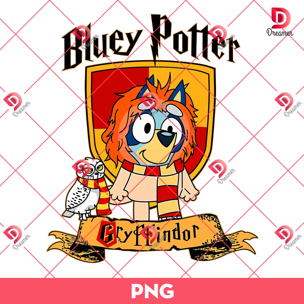 Bluey Potter PNG, Bluey Gryffindor PNG, Harry Potter Bluey PNG