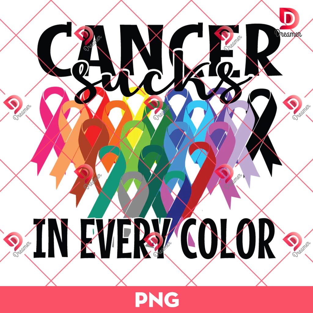 Cancer Sucks In Every Color PNG, Cancer Awareness PNG