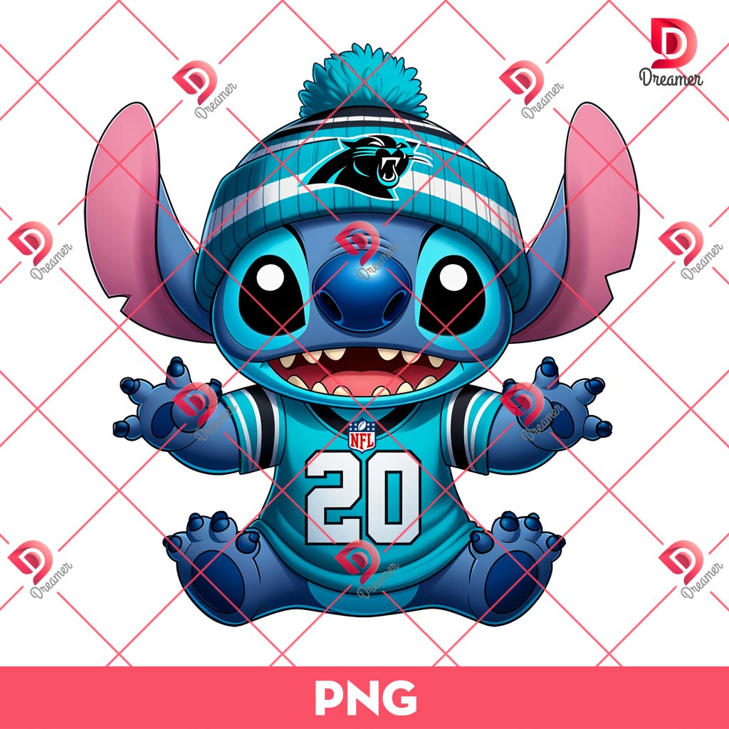 Carolina Panthers Stitch PNG, Stitch NFL Football PNG