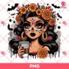 Catrina And Cafecito PNG, Catrina Coffee Halloween PNG