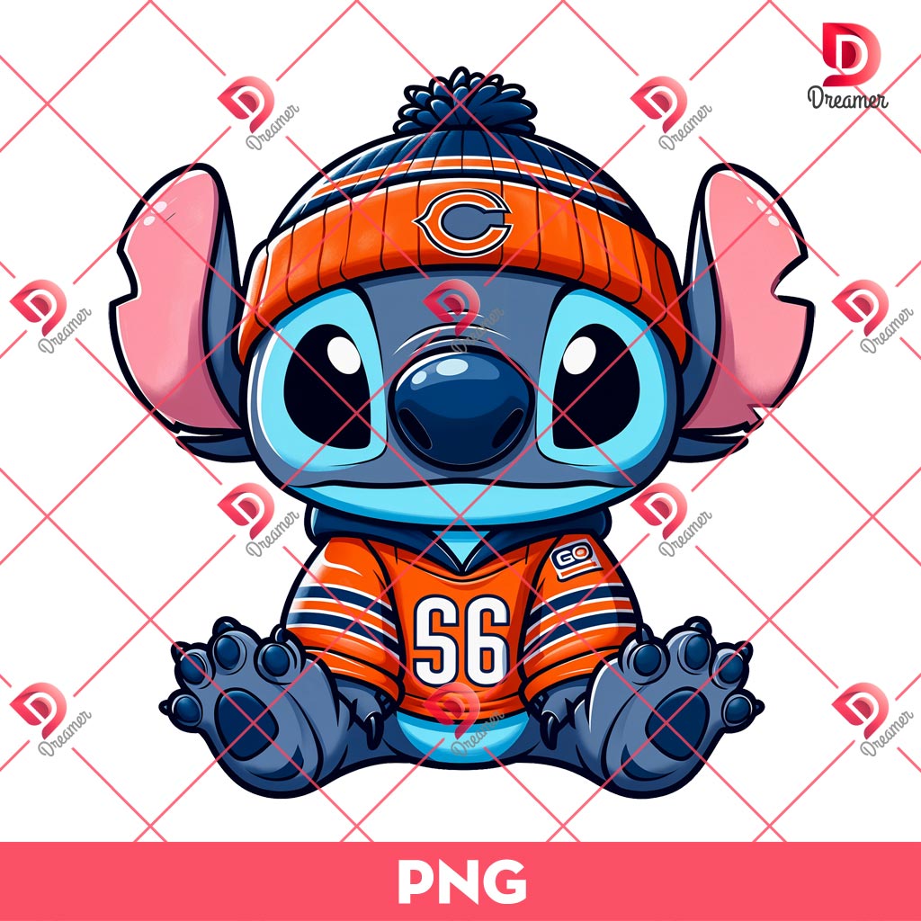 Chicago Bears Stitch PNG, Lilo And Stitch NFL Football PNG, Stitch Sport Football Fan PNG
