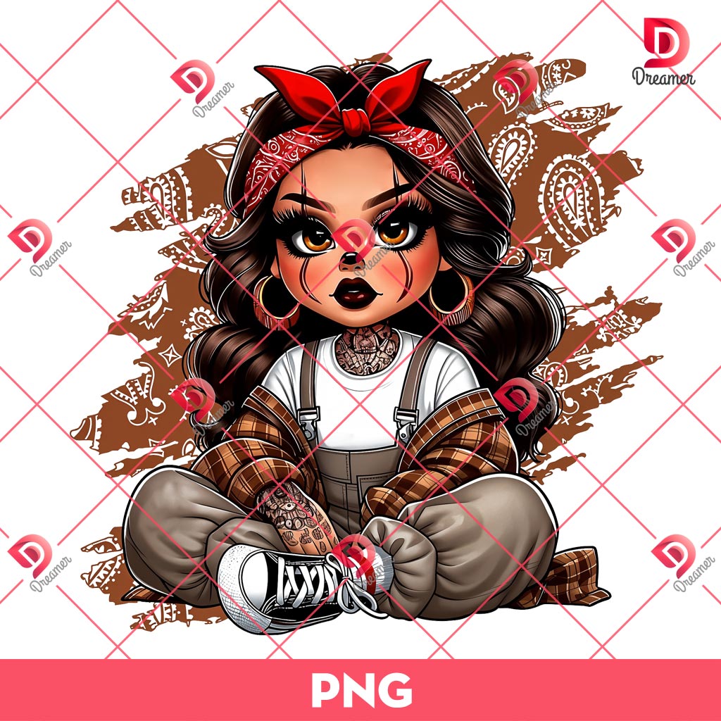 Chicana Horror Pennywise PNG, Chicana Halloween Horror Killers PNG
