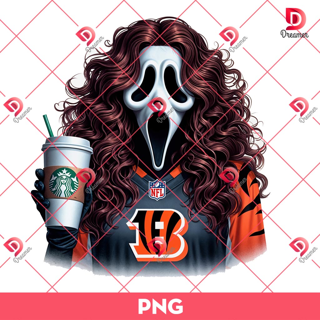 Cincinnati Bengals Mama Ghostface PNG, Mom Horror Ghostface NFL Football PNG