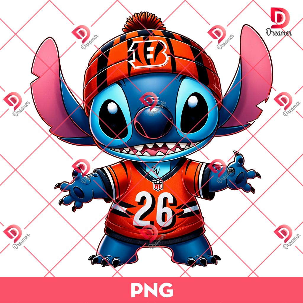 Cincinnati Bengals Stitch PNG, Lilo And Stitch NFL Football PNG, Stitch Sport Football Fan PNG