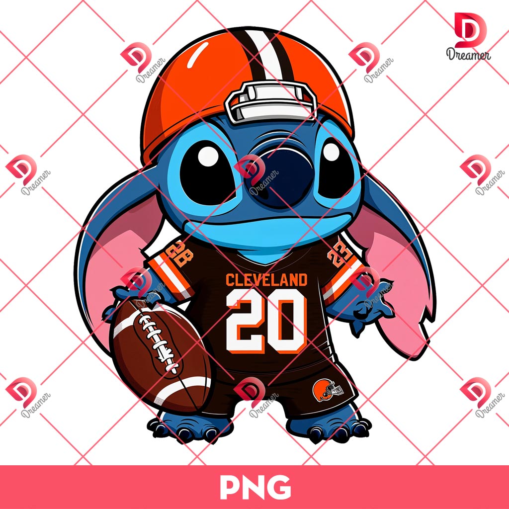 Cleveland Browns Stitch PNG, Lilo And Stitch NFL Football PNG, Stitch Sport Football Fan PNG