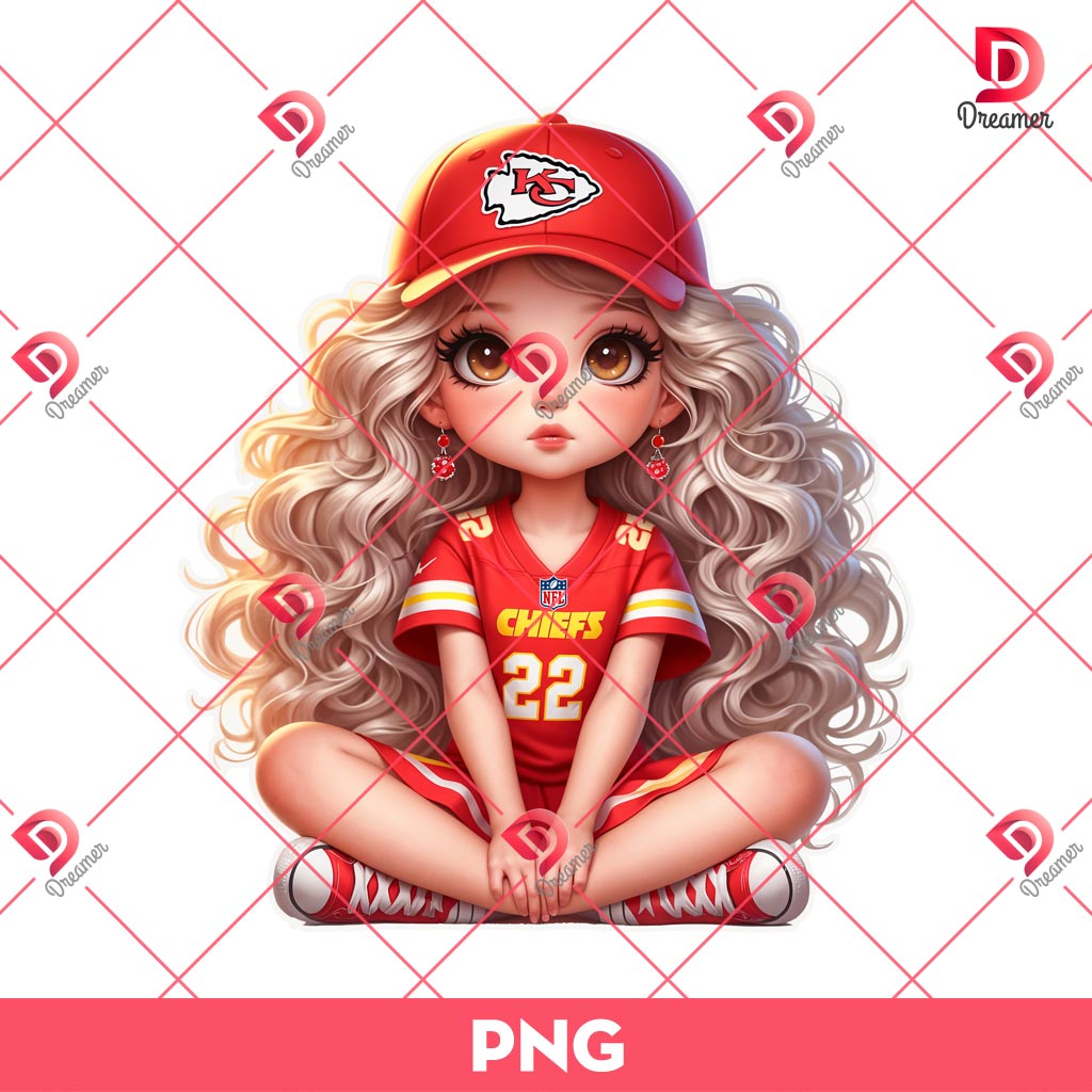 Cute Girl Kansas City Chiefs PNG, Girl Football PNG