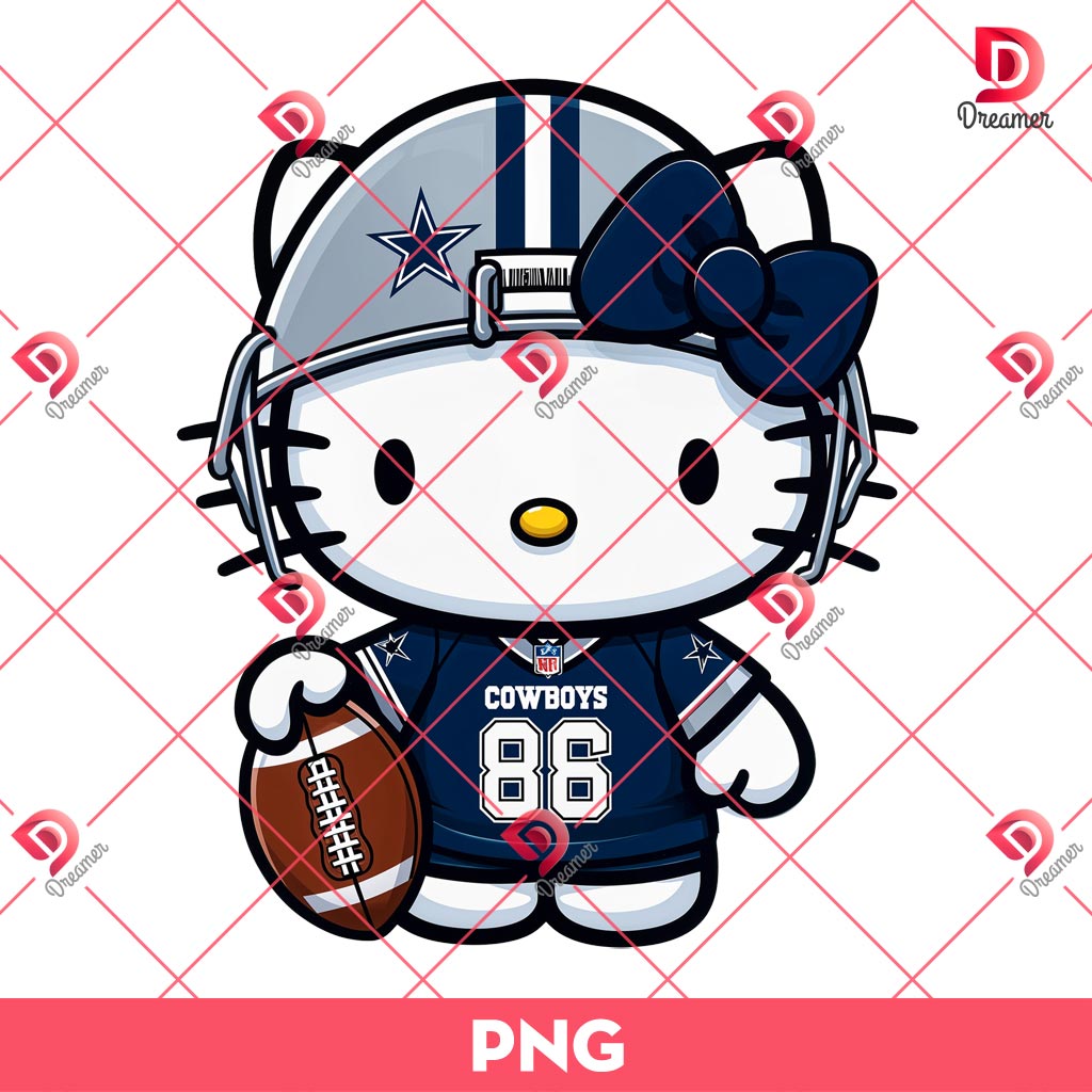 Dallas Cowboys Hello Kitty PNG, Hello Kitty NFL Football PNG
