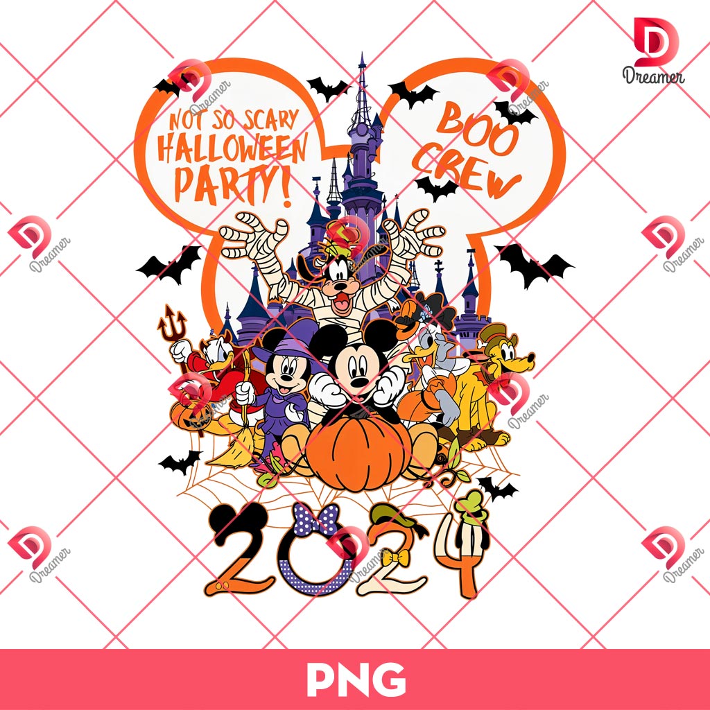 Disney Not So Scary Halloween Party Boo Crew 2024 PNG, Mickey Friends Halloween 2024 PNG
