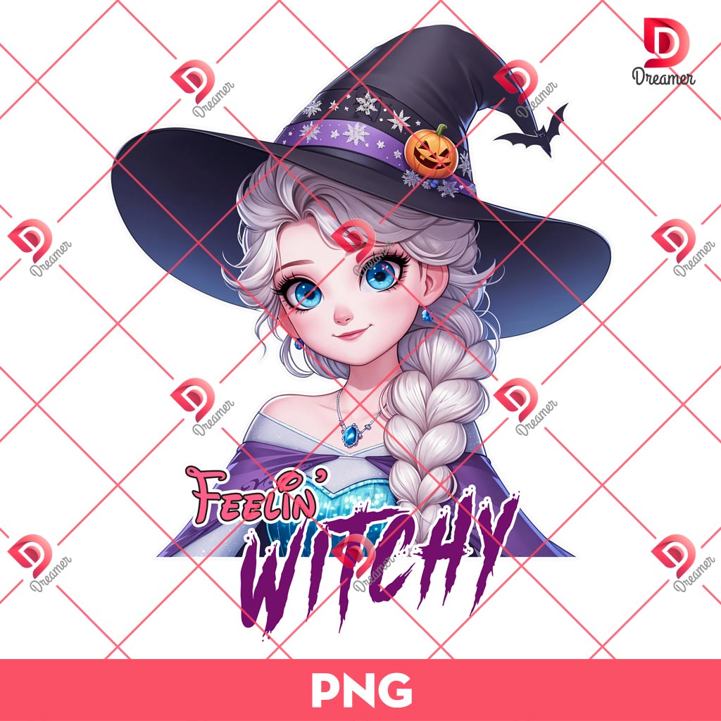 Elsa Princess Feeling Witchy PNG, Halloween Disney Princess PNG