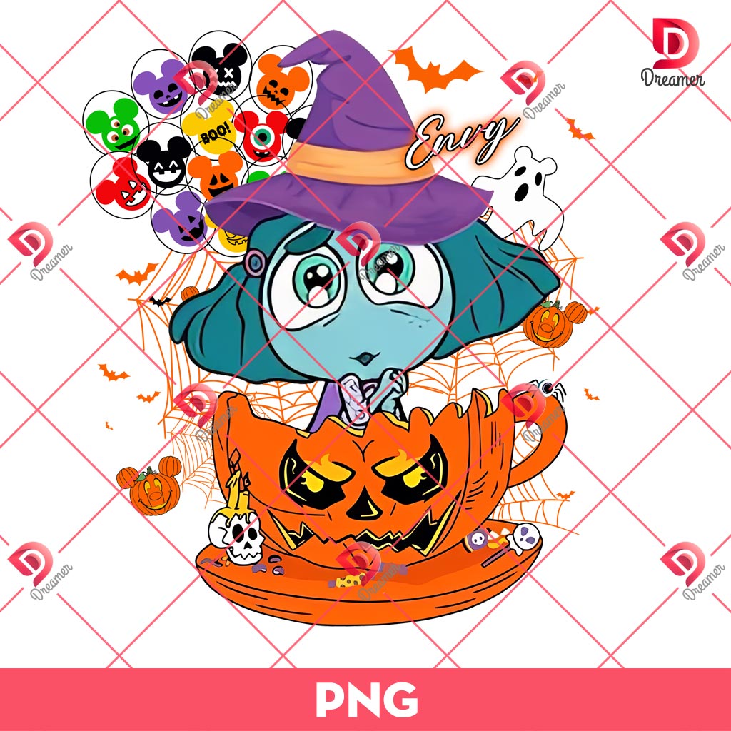Envy Halloween PNG, Inside Out 2 Characters Halloween PNG