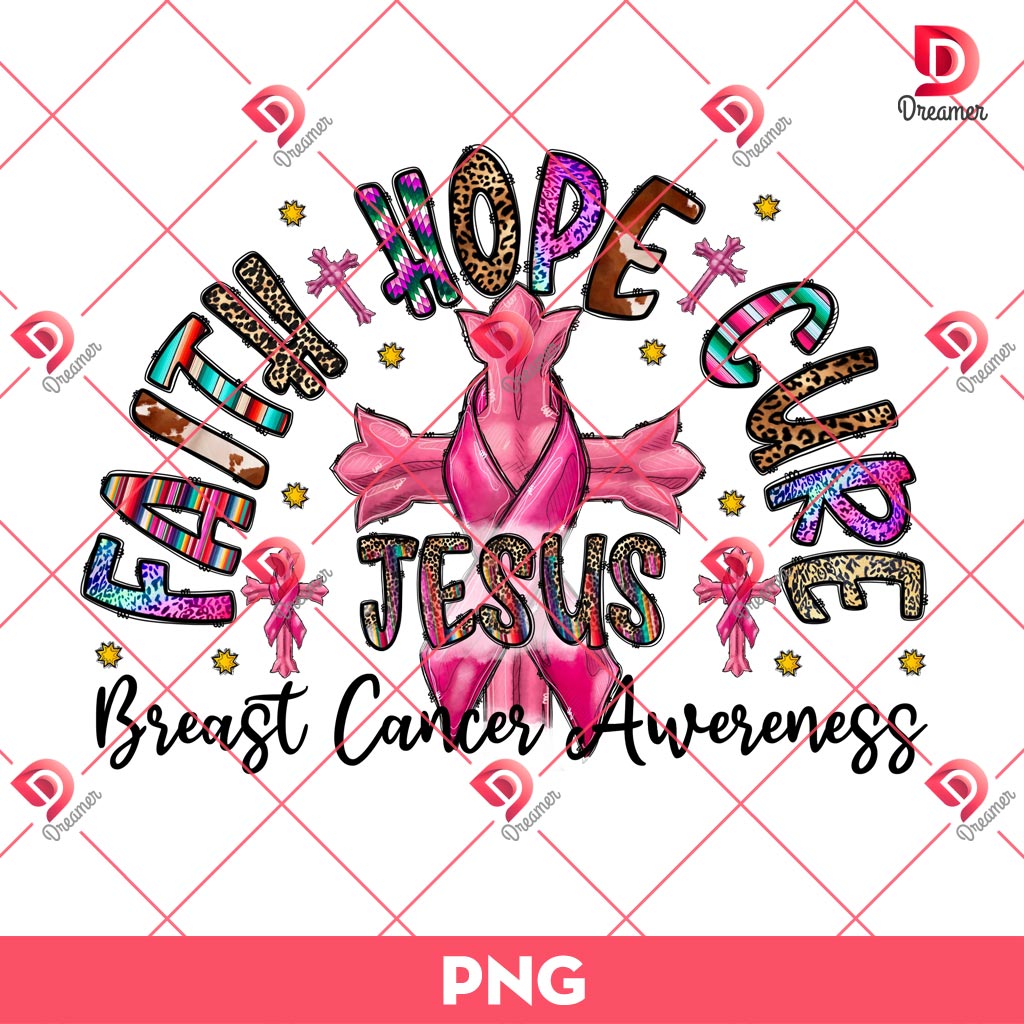 Faith Hope Cure Breast Cancer PNG, Cancer Awareness PNG