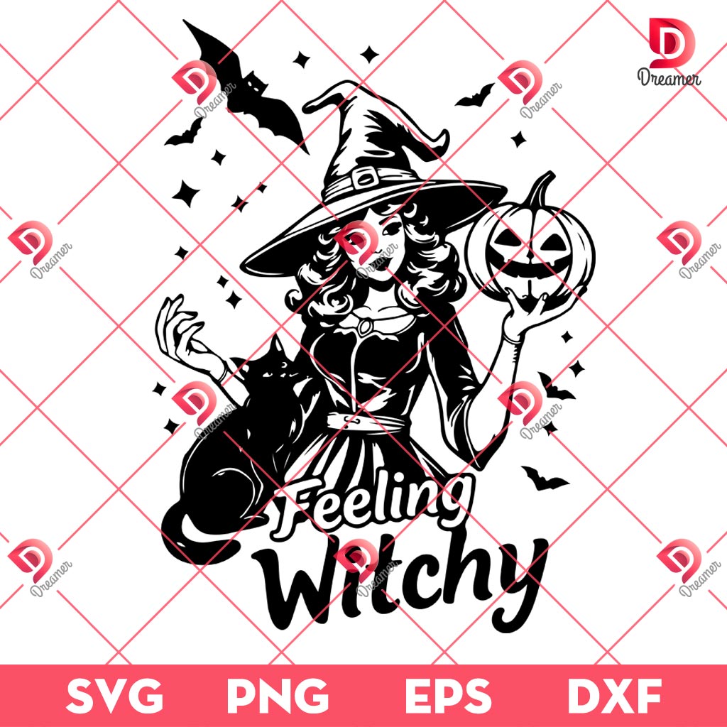 Feeling Witchy Halloween SVG PNG, Witch Halloween Spooky Season PNG SVG