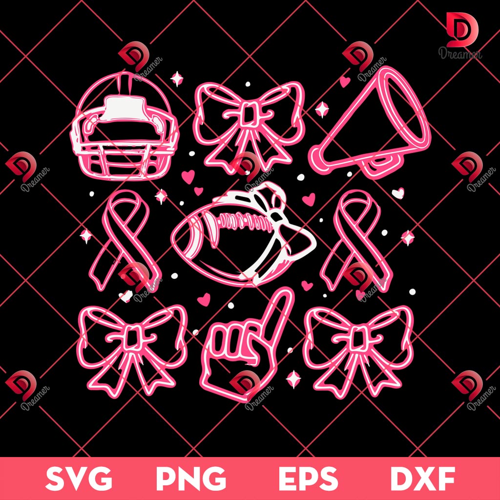 Football Pink Out Breast Cancer PNG SVG, Cancer Awareness SVG PNG, Football Breast Cancer SVG PNG