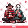 Freddy Krueger And Michael Myers Eating Ice Cream PNG, Horror Killers Halloween PNG
