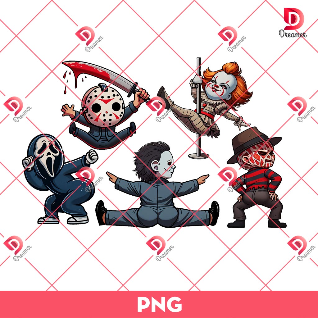 Funny Horror Characters Halloween PNG, Horror Killers PNG