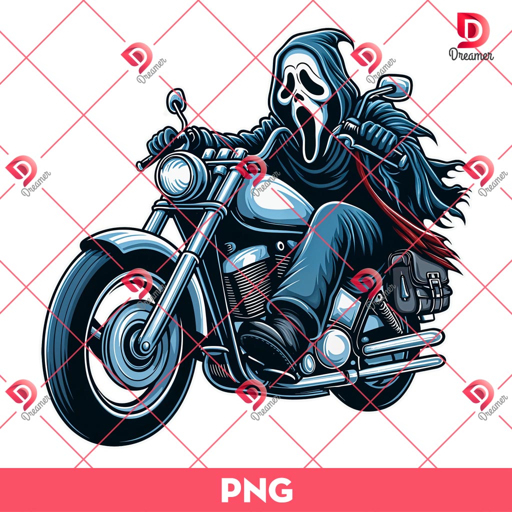 Ghostface Ride A Motobike PNG, Horror Killer PNG, Scary Movie Halloween PNG