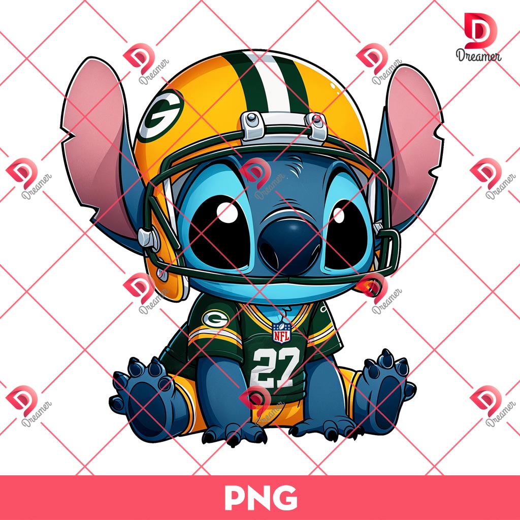 Green Bay Packers Stitch PNG, Lilo And Stitch NFL Football PNG, Stitch Sport Football Fan PNG