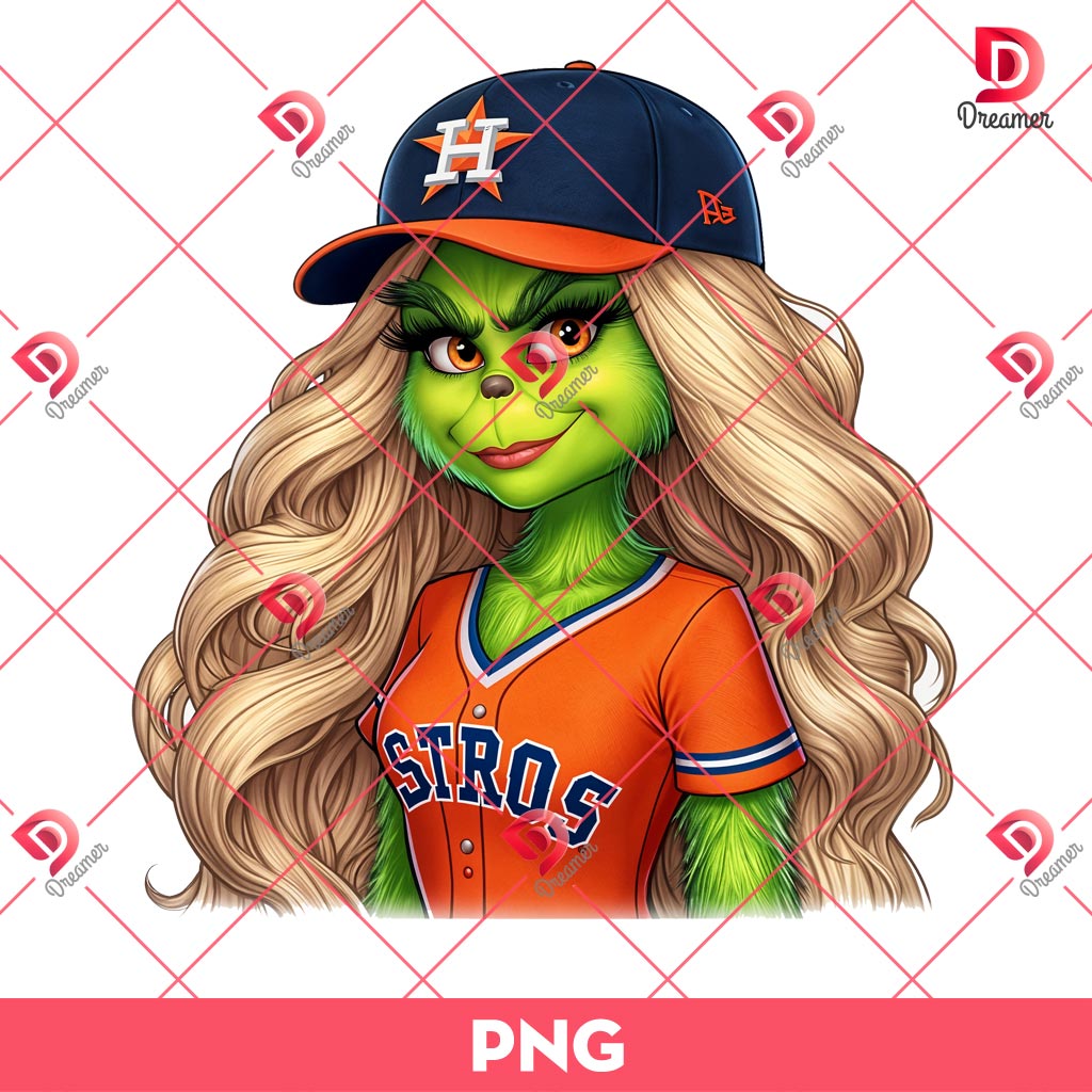 Grinch Girl Houston Astros PNG, Grinch Girl MLB Baseball PNG