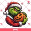 Grinchmas Halloween PNG, Grinch Santa Claus And Pumpkin PNG