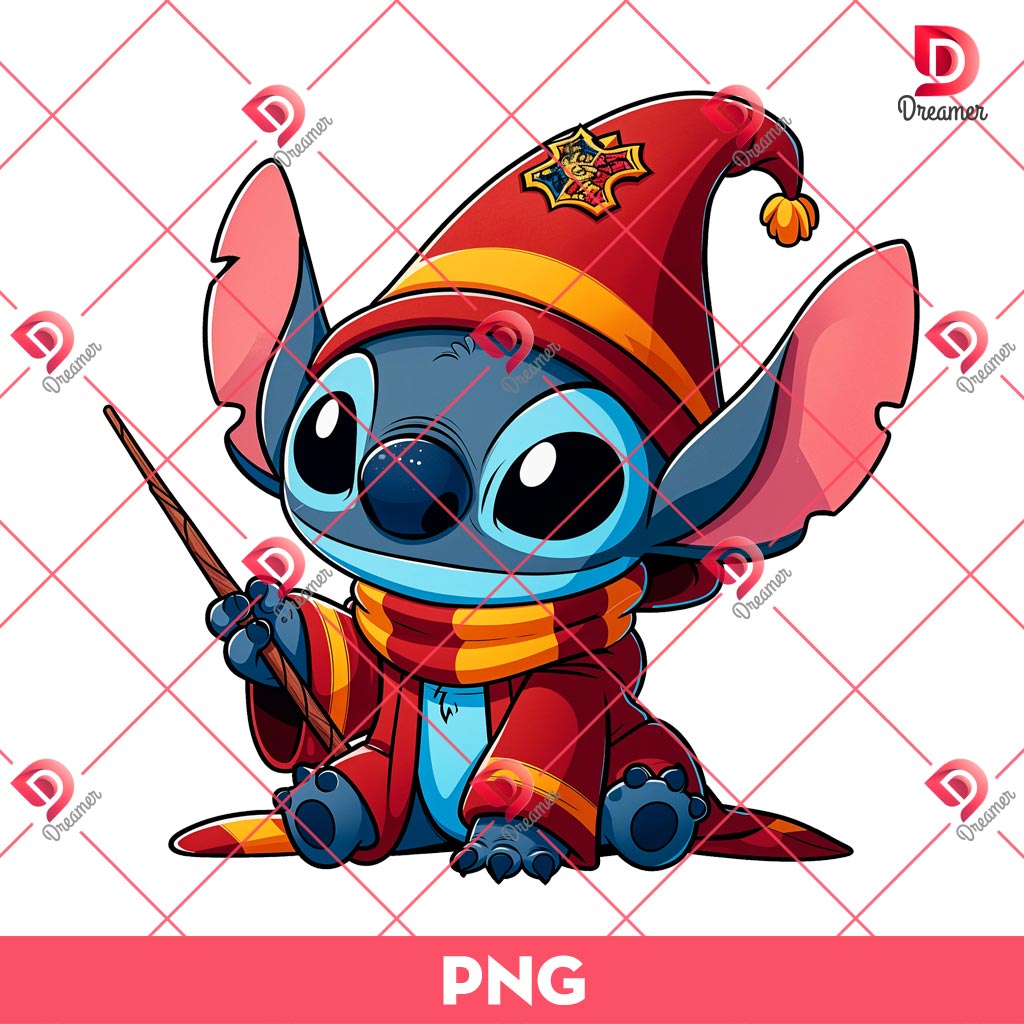 Gryffindor Stitch PNG, Stitch Harry Potter Hogwarts House PNG