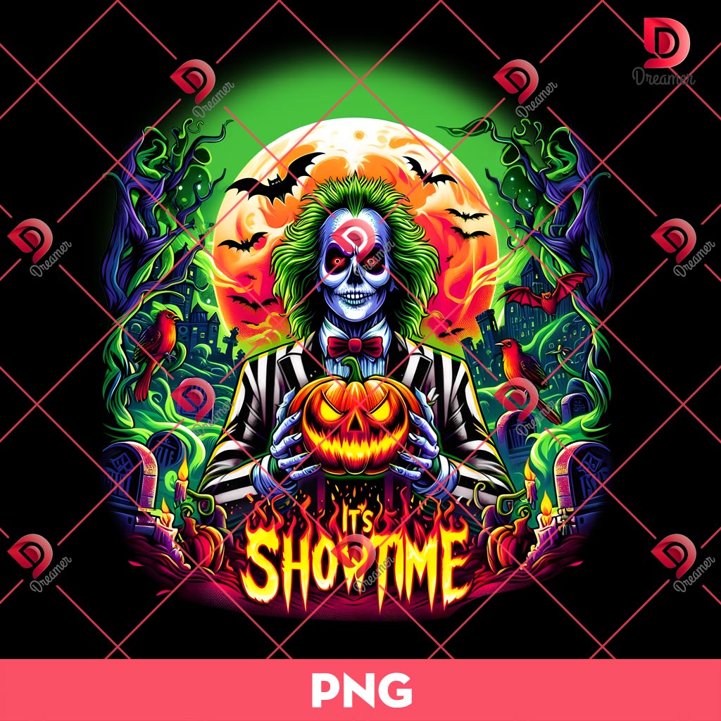 Halloween Beetlejuice It's Showtime PNG, Horror Character Halloween PNG