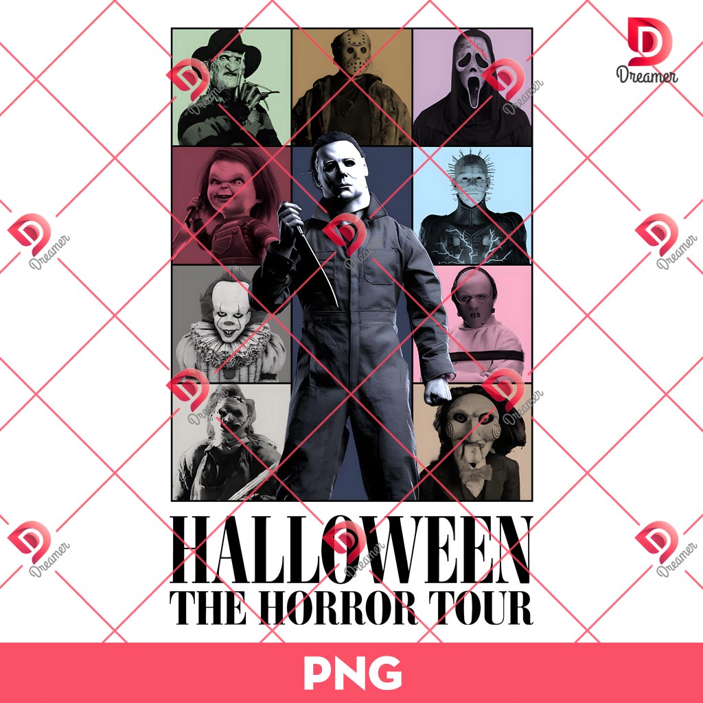 Halloween The Horror Tour PNG, Michael Myers And Horror Friends PNG, Scary Movies Halloween PNG