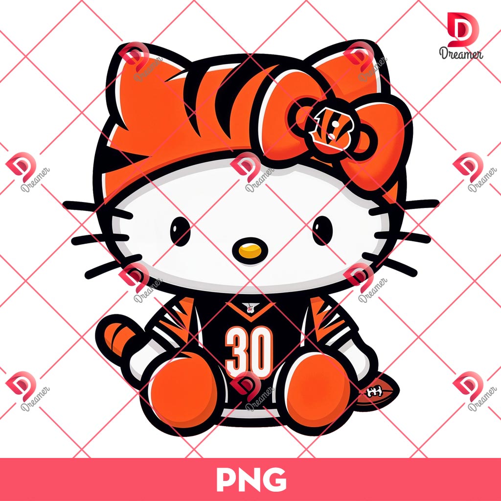 Hello Kitty Cincinnati Bengals PNG, Hello Kitty NFL Football PNG