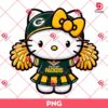 Hello Kitty Green Bay Packers Football PNG, Hello Kitty Wearing GB Packers Cheerleading Outfit PNG