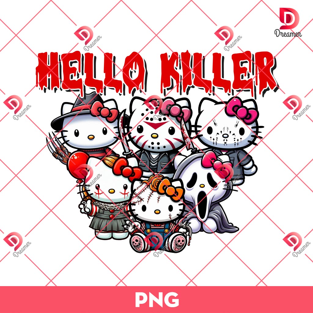 Hello Kitty Killers Halloween PNG, Hello Killers PNG, Horror Characters Kitty PNG