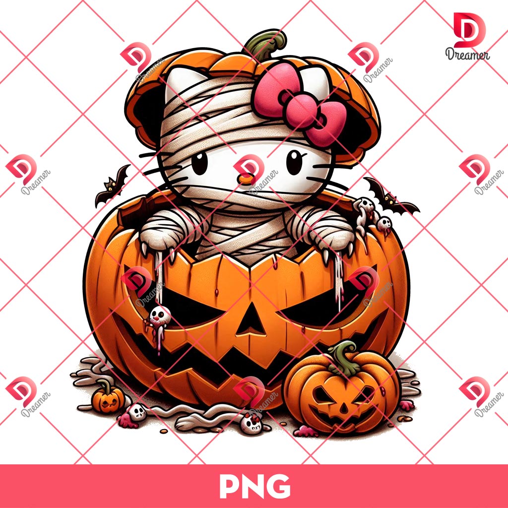 Hello Kitty Mummy PNG, Hello Kitty Horror Pumpkin Halloween PNG
