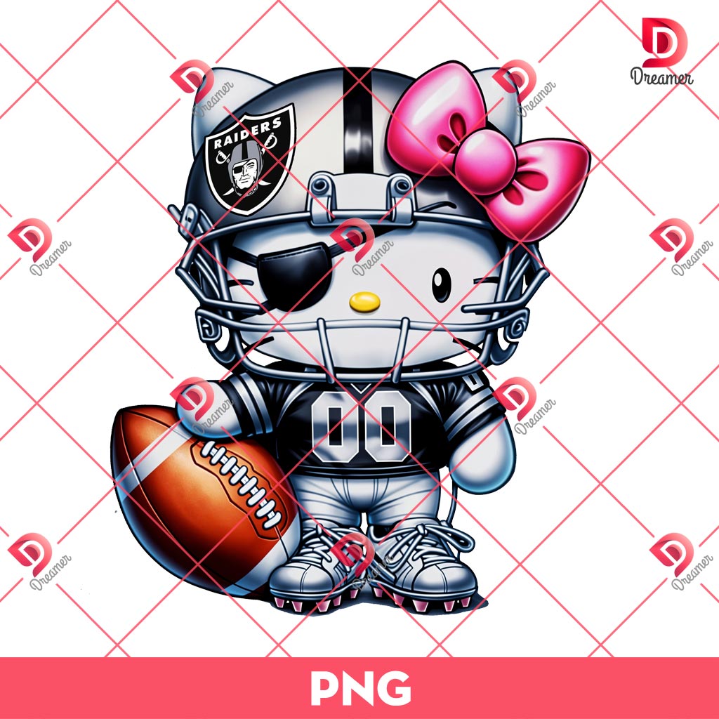 Hello Kitty Raiders Player PNG, Hello Kitty NFL Las Vegas Raiders Football PNG