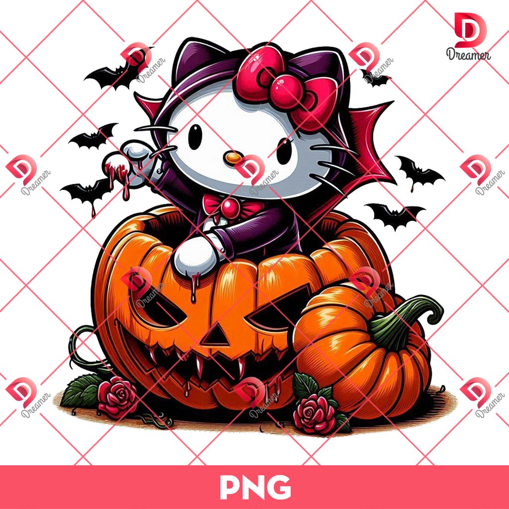 Hello Kitty Vampire PNG, Hello Kitty Horror Pumpkin Halloween PNG