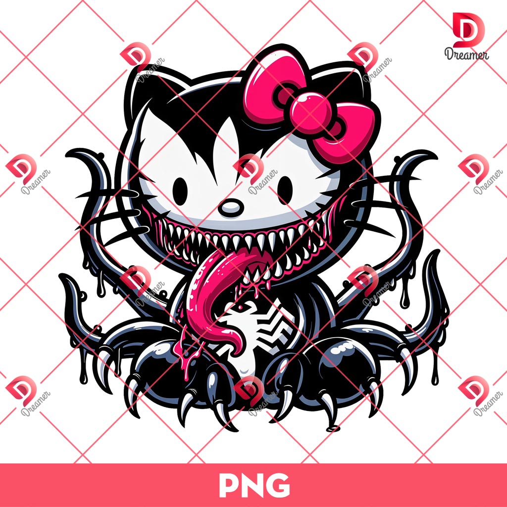 Hello Kitty Venom PNG, Horror Character Hello Kitty PNG, Halloween PNG