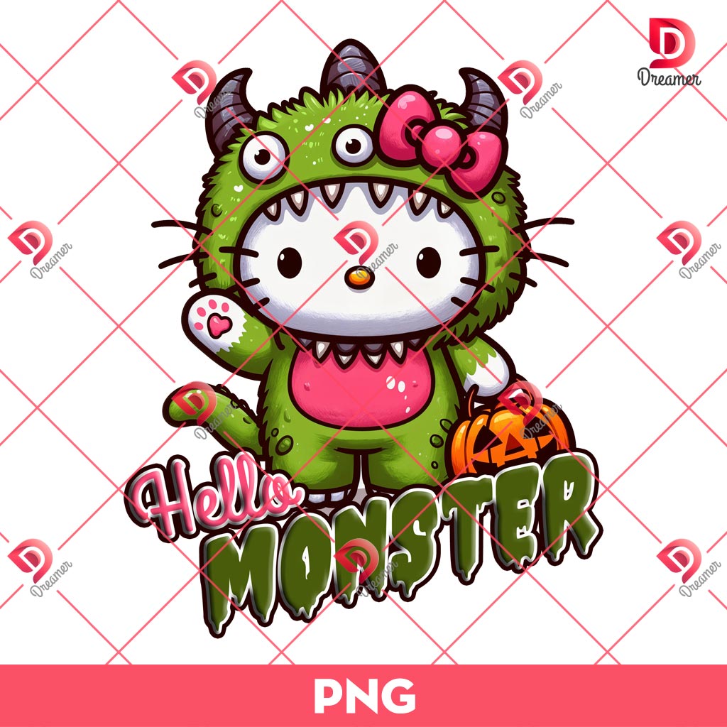 Hello Monster PNG, Hello Kitty Monster Halloween PNG