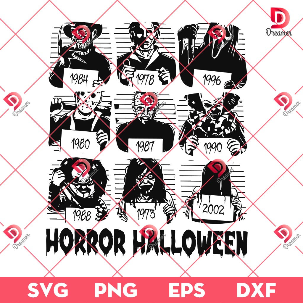 Horror Characters Halloween SVG PNG, Scary Movie Killers PNG SVG