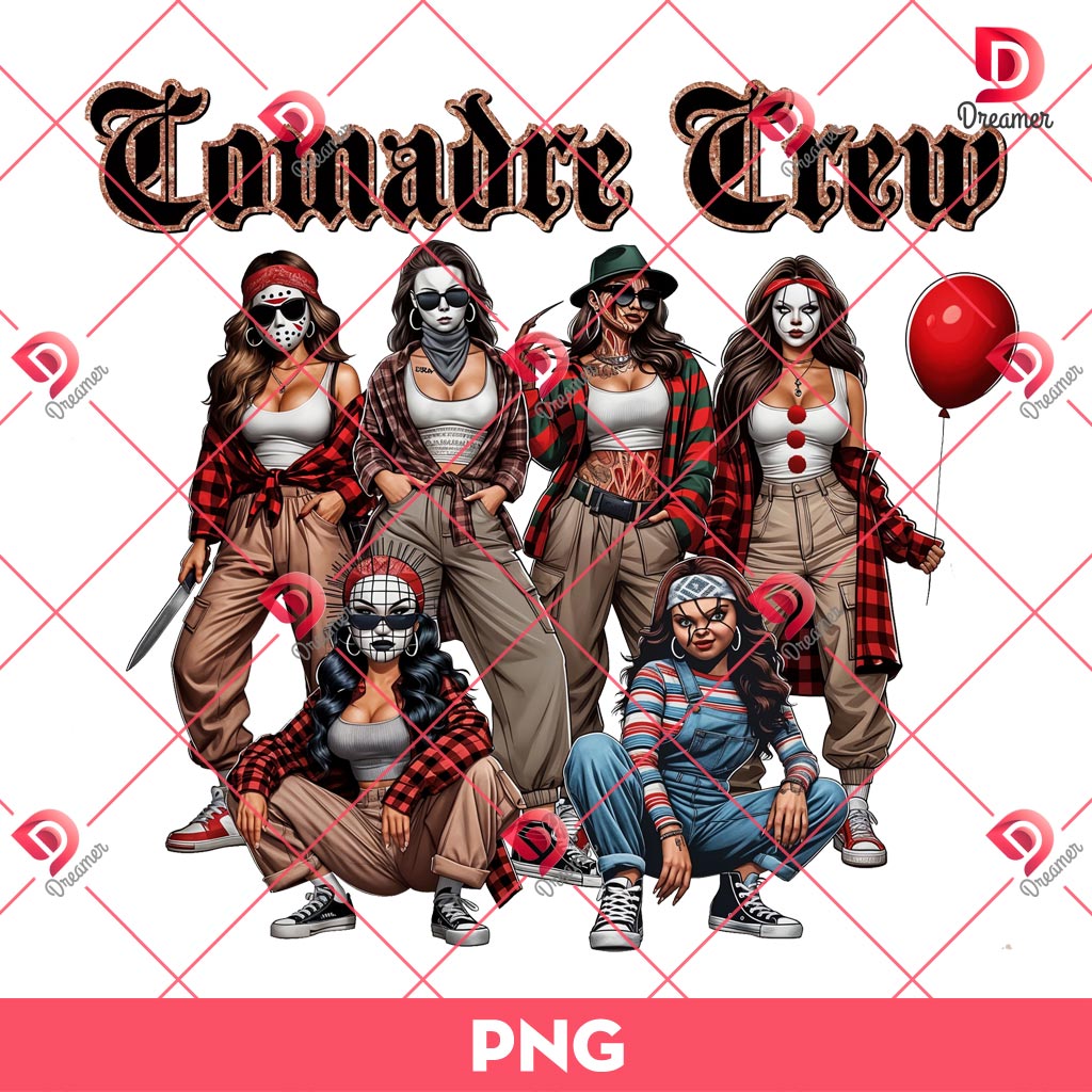 Horror Characters Ladies Comadre Crew PNG, Halloween Horror Killer Thug Life PNG