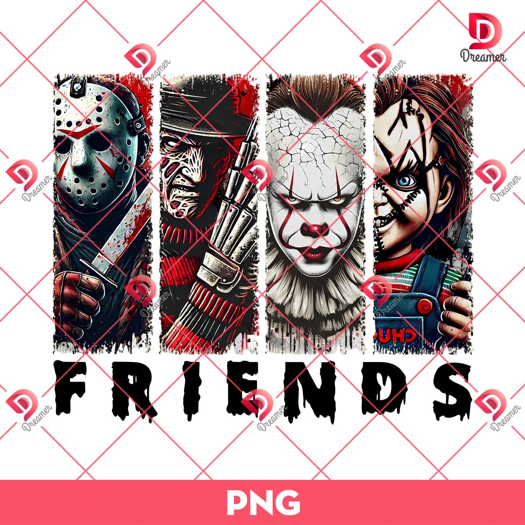 Horror Friends PNG, Horror Killers Halloween PNG, Scary Movie Halloween PNG