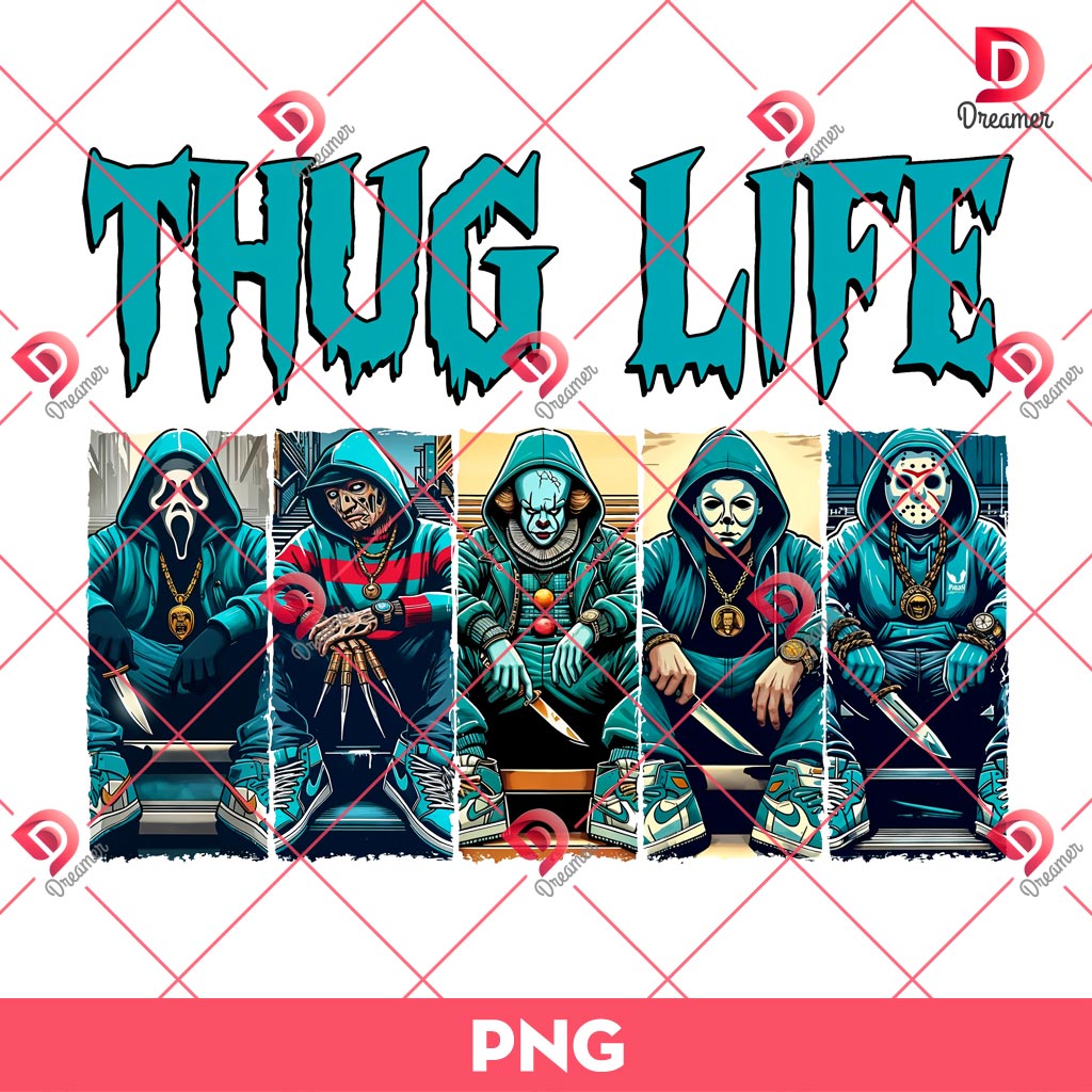 Horror Friends Thug Life Halloween PNG, Thug Life Horror Killers PNG, Scary Movie Halloween PNG