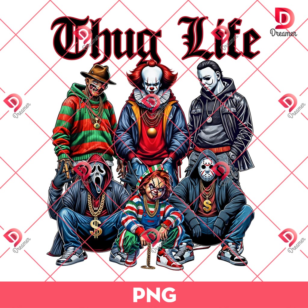 Horror Friends Thug Life PNG, Halloween Killers Thug Life PNG, Scary Movie Characters Halloween PNG