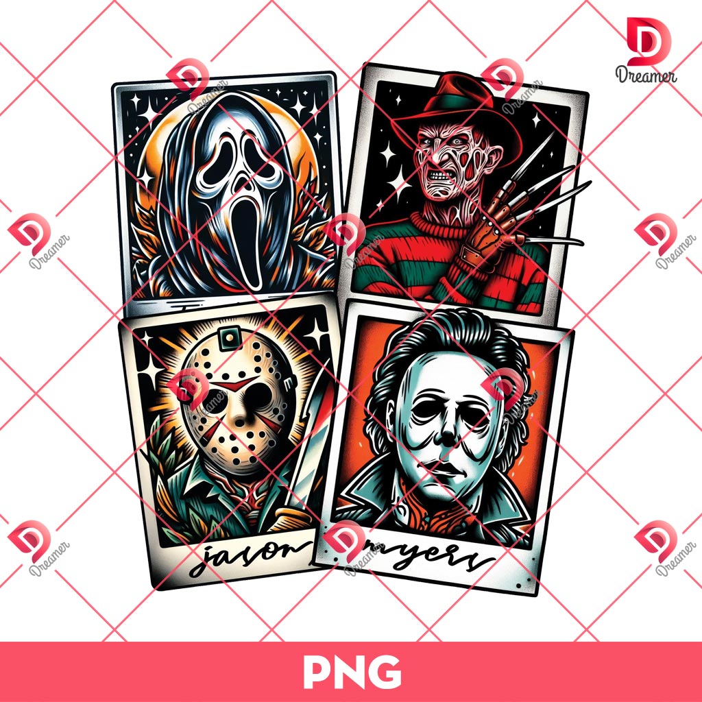 Horror Killers Card PNG, Horror Halloween PNG