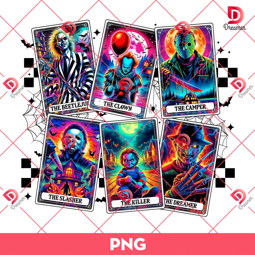 Horror Killers Cards PNG, Scary Movie Characters Halloween PNG, Horror Halloween PNG