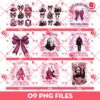 Horror Killers Coquette Bow Pink Bundle PNG, Halloween Horror Characters Bundle PNG