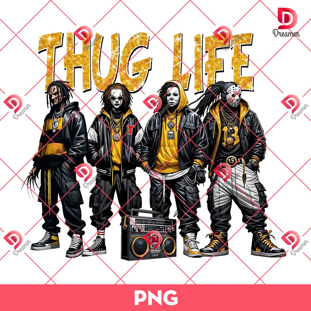 Horror Thug Life Gold PNG, Horror Killers PNG, Scary Movie Halloween PNG