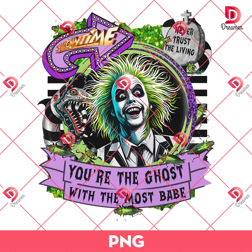 Its Show Time Beetlejuice PNG, Horror Character Halloween PNG, Beetlejuice You Are The Ghost With The Most Babe PNG